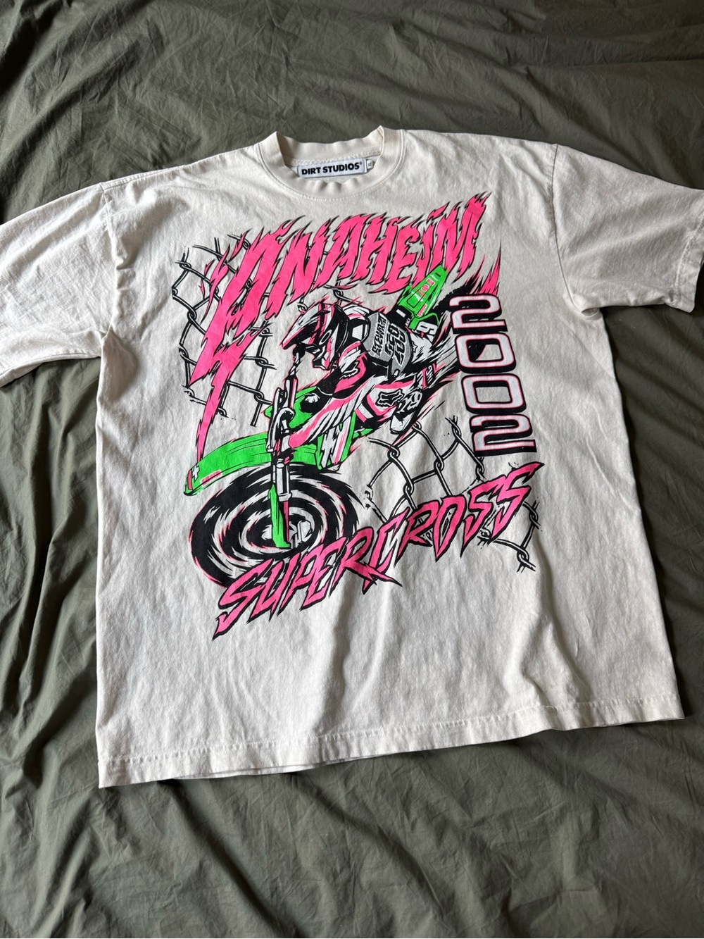 Anaheim Supercross 2000 Graphic Tee - White with Pink & Green